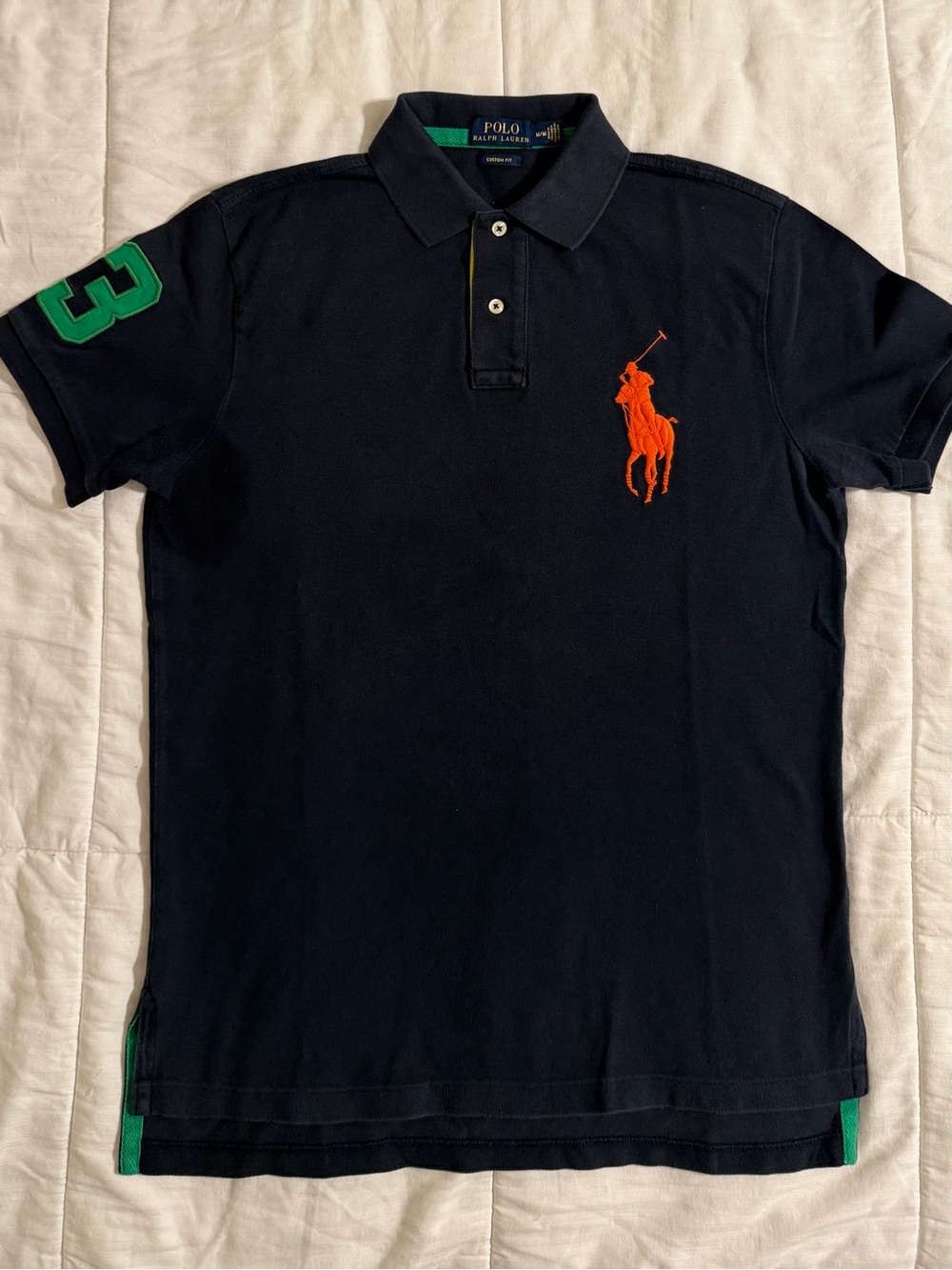 Polo Ralph Lauren Custom Fit Big Pony Men's M Navy/Green/Orange SS Polo big pony